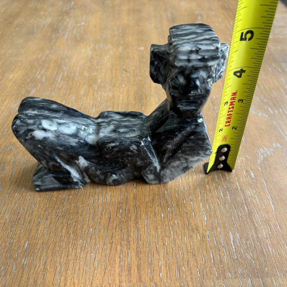 MAYAN AZTEC CARVED FIGURE STONE MARBLE UNIQUE ARTSY HOME DECOR - Picture 9 of 10